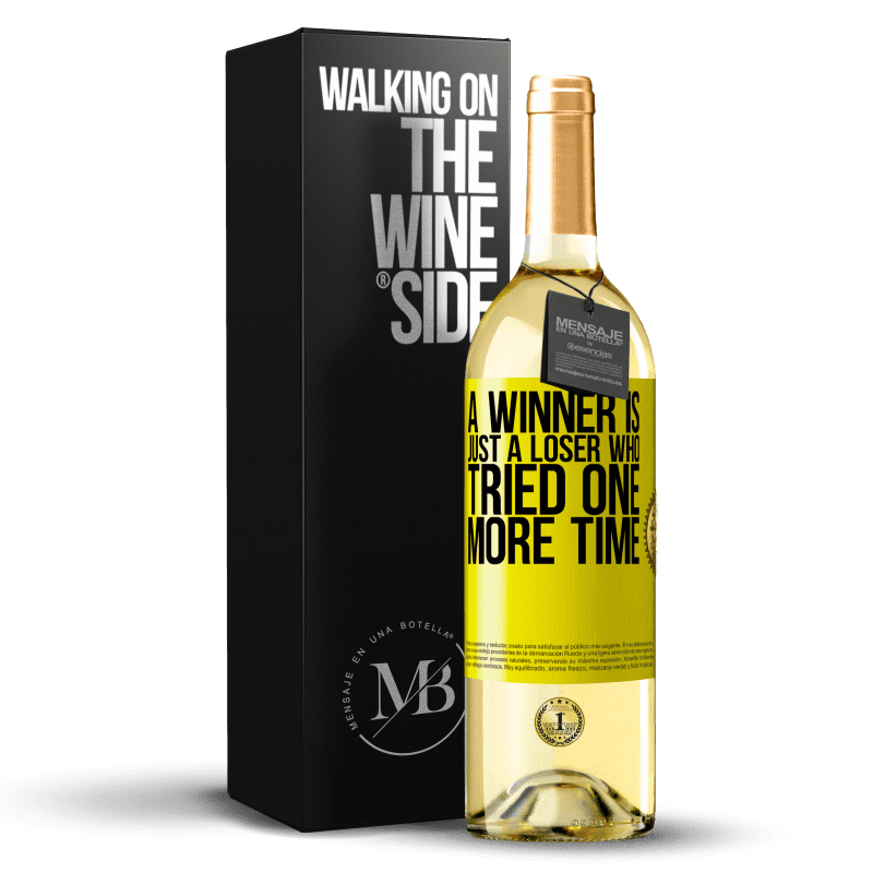 29,95 € Бесплатная доставка | Белое вино Издание WHITE Победитель - просто неудачник, который попробовал еще раз Желтая этикетка. Настраиваемая этикетка Молодое вино Урожай 2023 Verdejo