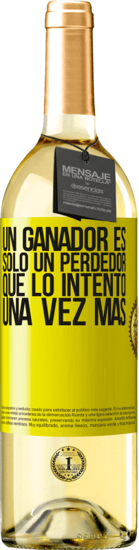 29,95 € | Vino Blanco Edición WHITE Un ganador es solo un perdedor que lo intentó una vez más Etiqueta Amarilla. Etiqueta personalizable Vino joven Cosecha 2025 Verdejo