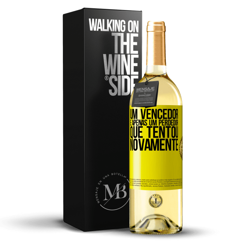 29,95 € Envio grátis | Vinho branco Edição WHITE Um vencedor é apenas um perdedor que tentou novamente Etiqueta Amarela. Etiqueta personalizável Vinho jovem Colheita 2024 Verdejo