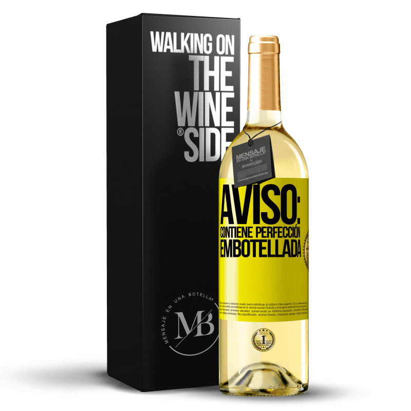 29,95 € Envío gratis | Vino Blanco Edición WHITE Aviso: contiene perfección embotellada Etiqueta Amarilla. Etiqueta personalizable Vino joven Cosecha 2023 Verdejo
