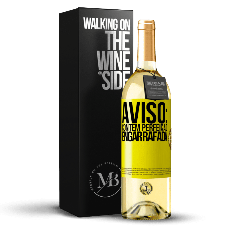 29,95 € Envio grátis | Vinho branco Edição WHITE Aviso: contém perfeição engarrafada Etiqueta Amarela. Etiqueta personalizável Vinho jovem Colheita 2024 Verdejo