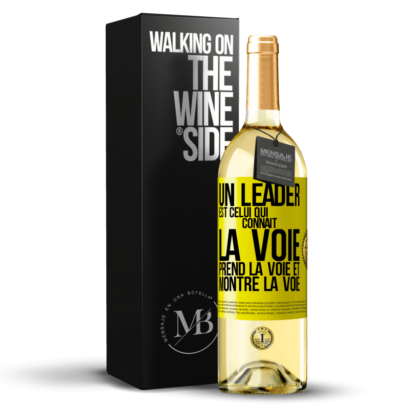 29,95 € Envoi gratuit | Vin blanc Édition WHITE Un leader est celui qui connaît la voie, prend la voie et montre la voie Étiquette Jaune. Étiquette personnalisable Vin jeune Récolte 2024 Verdejo