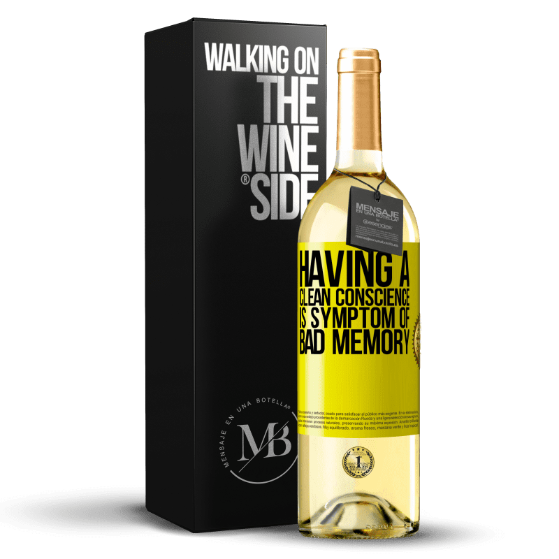 29,95 € Бесплатная доставка | Белое вино Издание WHITE Наличие чистой совести - признак плохой памяти Желтая этикетка. Настраиваемая этикетка Молодое вино Урожай 2023 Verdejo