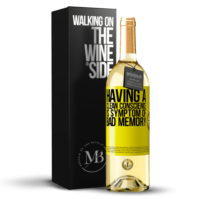 29,95 € Free Shipping | White Wine WHITE Edition Having a clean conscience is symptom of bad memory Yellow Label. Customizable label Young wine Harvest 2025 Verdejo