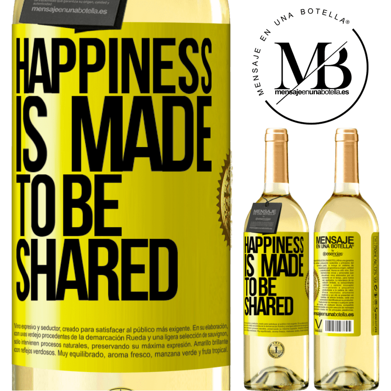 29,95 € Free Shipping | White Wine WHITE Edition Happiness is made to be shared Yellow Label. Customizable label Young wine Harvest 2023 Verdejo