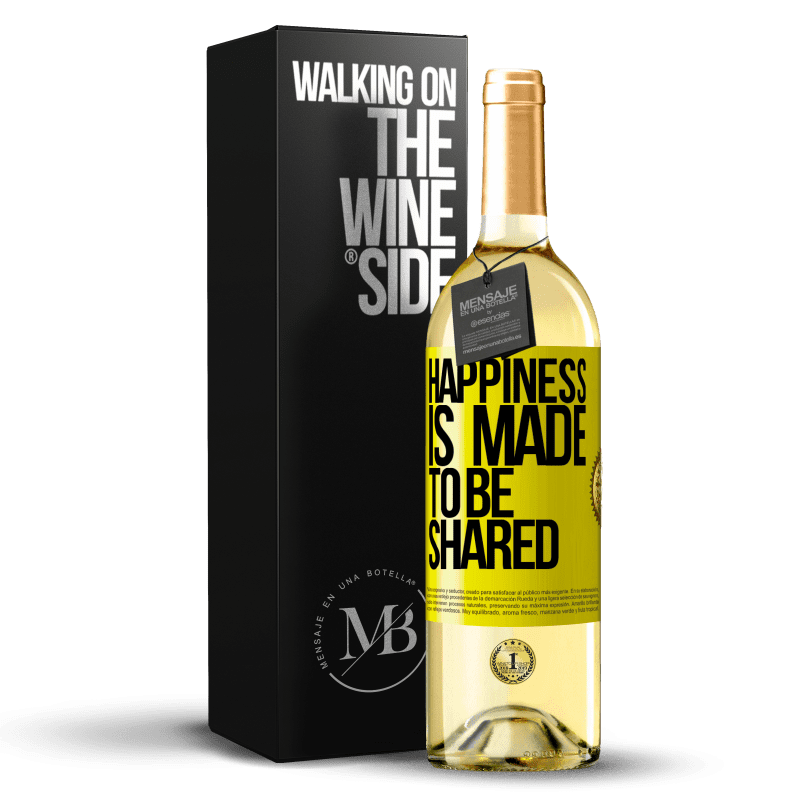 29,95 € Бесплатная доставка | Белое вино Издание WHITE Счастье сделано, чтобы делиться Желтая этикетка. Настраиваемая этикетка Молодое вино Урожай 2023 Verdejo
