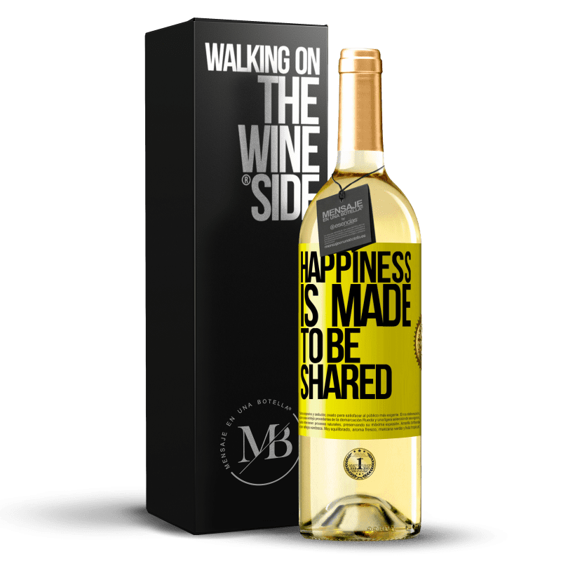 29,95 € Free Shipping | White Wine WHITE Edition Happiness is made to be shared Yellow Label. Customizable label Young wine Harvest 2025 Verdejo