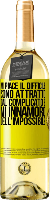 29,95 € | Vino bianco Edizione WHITE Mi piace il difficile, sono attratto dal complicato e mi innamoro dell'impossibile Etichetta Gialla. Etichetta personalizzabile Vino giovane Raccogliere 2024 Verdejo