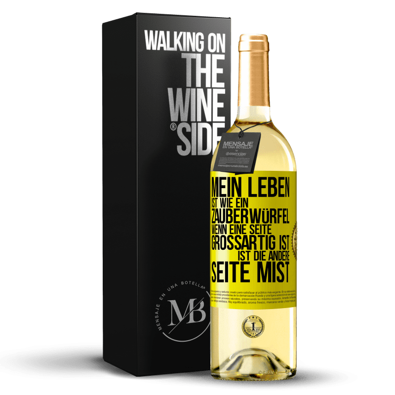 29,95 € Kostenloser Versand | Weißwein WHITE Ausgabe Mein Leben ist wie ein Zauberwürfel. Wenn eine Seite großartig ist, ist die andere Seite Mist Gelbes Etikett. Anpassbares Etikett Junger Wein Ernte 2023 Verdejo