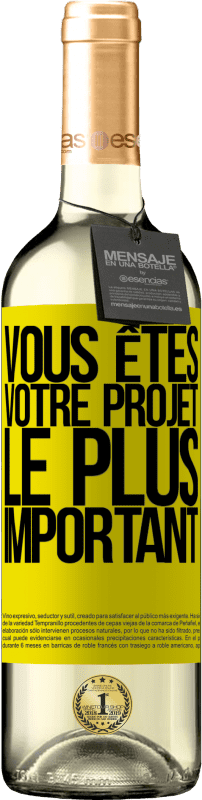 29,95 € Envoi gratuit | Vin blanc Édition WHITE Vous êtes votre projet le plus important Étiquette Jaune. Étiquette personnalisable Vin jeune Récolte 2025 Verdejo