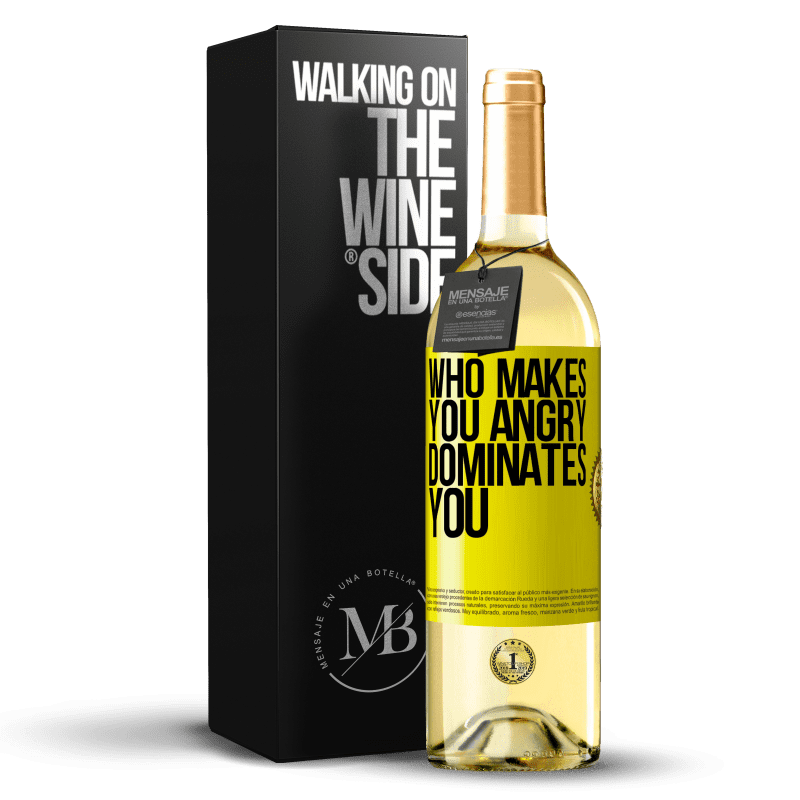 29,95 € Free Shipping | White Wine WHITE Edition Who makes you angry dominates you Yellow Label. Customizable label Young wine Harvest 2024 Verdejo