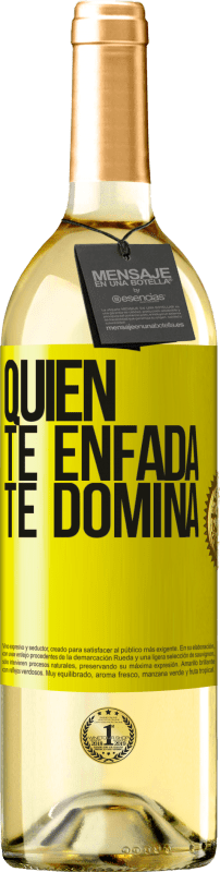 29,95 € | Vino Blanco Edición WHITE Quien te enfada te domina Etiqueta Amarilla. Etiqueta personalizable Vino joven Cosecha 2024 Verdejo