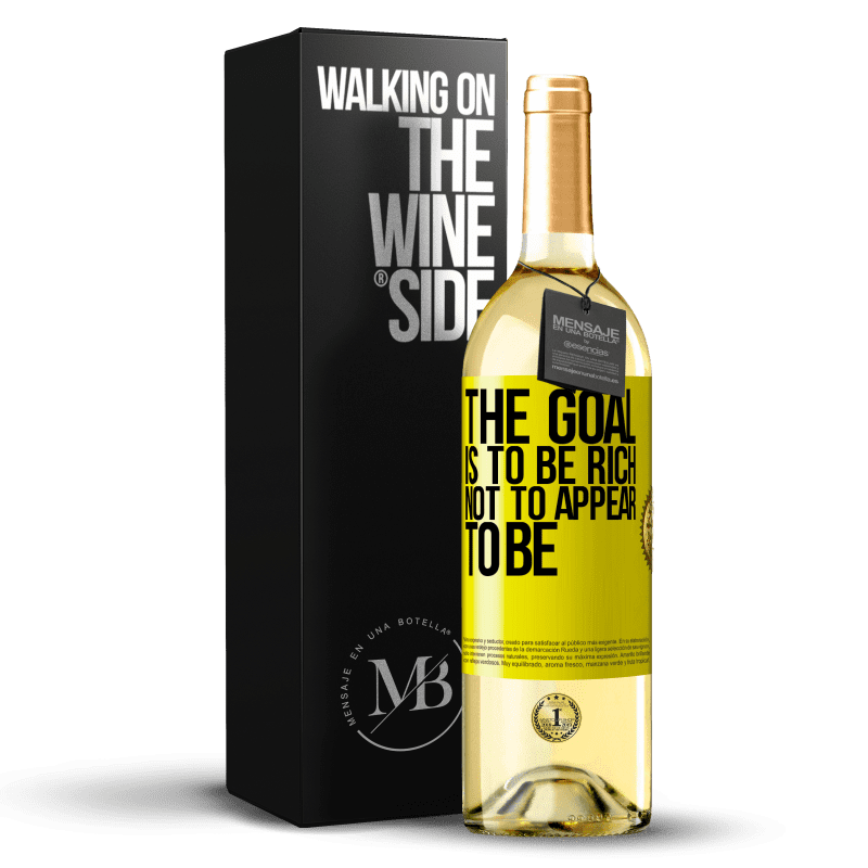 29,95 € Бесплатная доставка | Белое вино Издание WHITE Цель - быть богатым, а не казаться Желтая этикетка. Настраиваемая этикетка Молодое вино Урожай 2023 Verdejo
