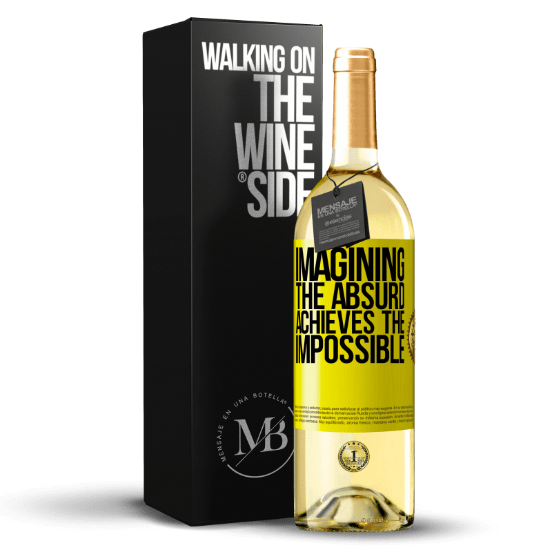 29,95 € Бесплатная доставка | Белое вино Издание WHITE Воображение абсурда достигает невозможного Желтая этикетка. Настраиваемая этикетка Молодое вино Урожай 2023 Verdejo