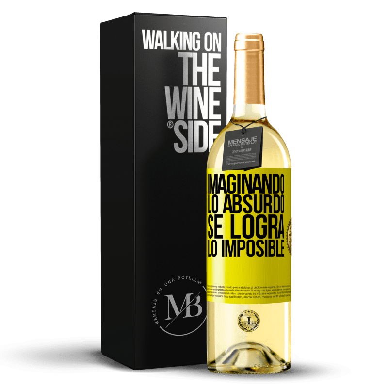 29,95 € Envío gratis | Vino Blanco Edición WHITE Imaginando lo absurdo se logra lo imposible Etiqueta Amarilla. Etiqueta personalizable Vino joven Cosecha 2025 Verdejo