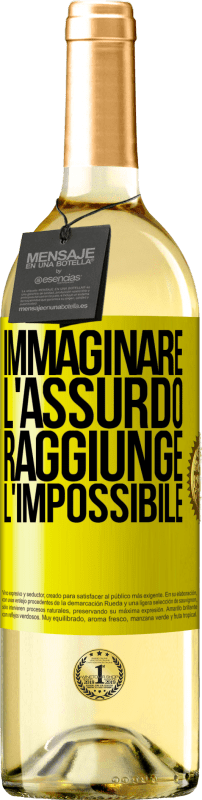 29,95 € Spedizione Gratuita | Vino bianco Edizione WHITE Immaginare l'assurdo raggiunge l'impossibile Etichetta Gialla. Etichetta personalizzabile Vino giovane Raccogliere 2025 Verdejo
