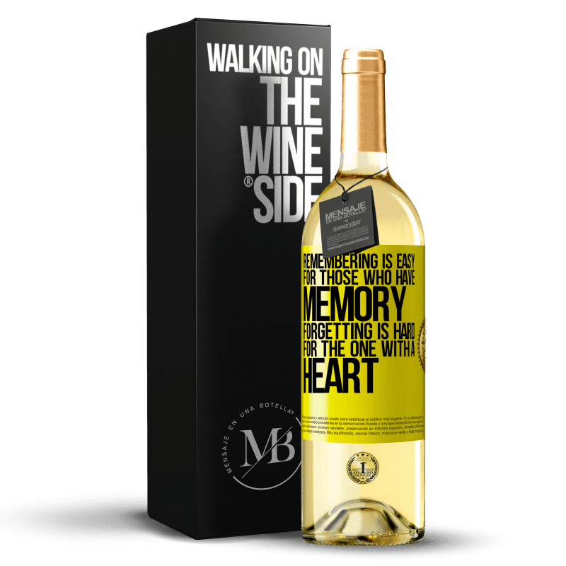 29,95 € Free Shipping | White Wine WHITE Edition Remembering is easy for those who have memory. Forgetting is hard for the one with a heart Yellow Label. Customizable label Young wine Harvest 2024 Verdejo