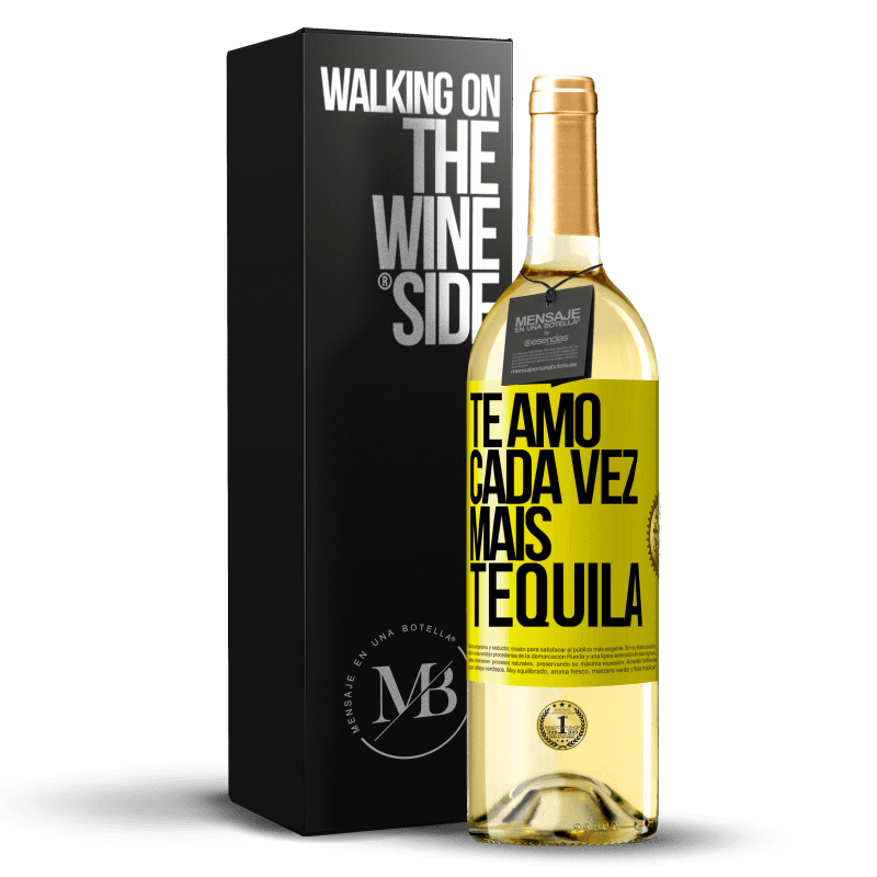 29,95 € Envio grátis | Vinho branco Edição WHITE Te amo cada vez mais tequila Etiqueta Amarela. Etiqueta personalizável Vinho jovem Colheita 2025 Verdejo