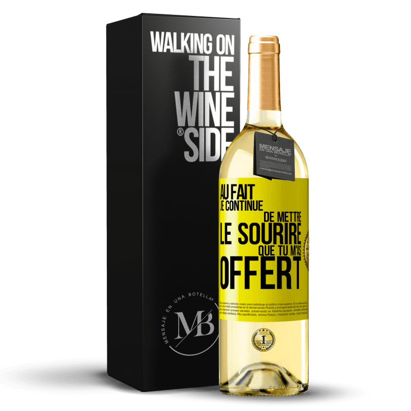 29,95 € Envoi gratuit | Vin blanc Édition WHITE Au fait je continue de mettre le sourire que tu m'as offert Étiquette Jaune. Étiquette personnalisable Vin jeune Récolte 2024 Verdejo