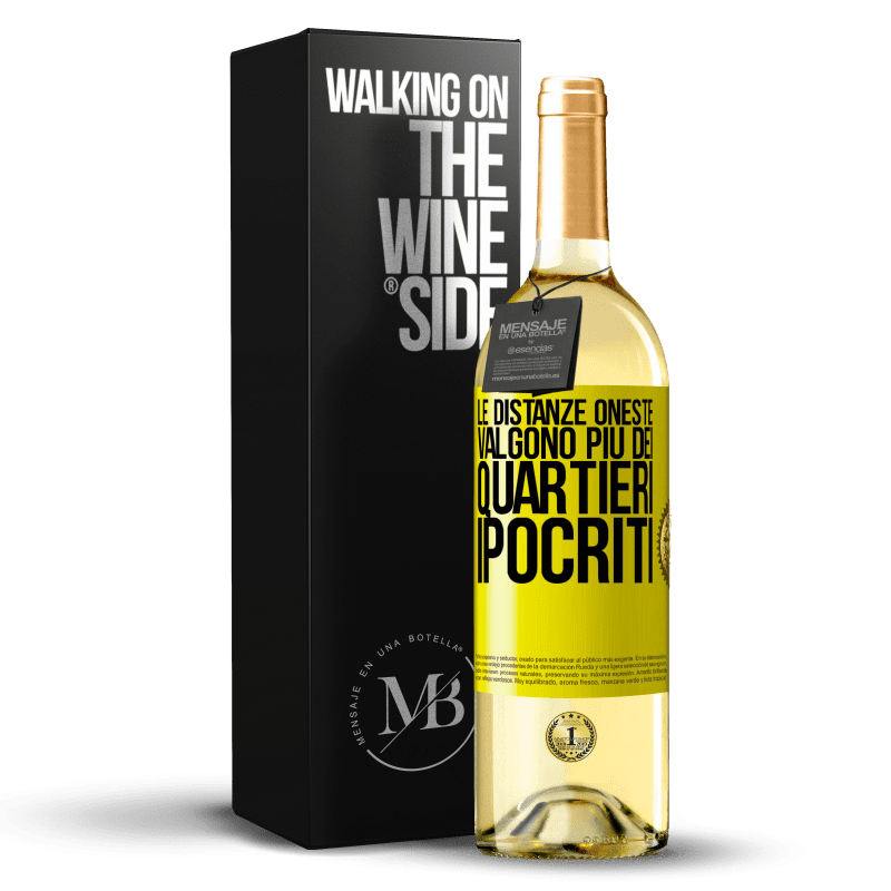 29,95 € Spedizione Gratuita | Vino bianco Edizione WHITE Le distanze oneste valgono più dei quartieri ipocriti Etichetta Gialla. Etichetta personalizzabile Vino giovane Raccogliere 2024 Verdejo