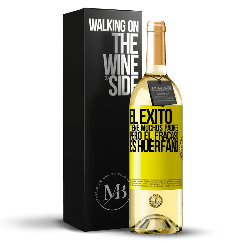 29,95 € Envío gratis | Vino Blanco Edición WHITE El éxito tiene muchos padres, pero el fracaso es huérfano Etiqueta Amarilla. Etiqueta personalizable Vino joven Cosecha 2024 Verdejo