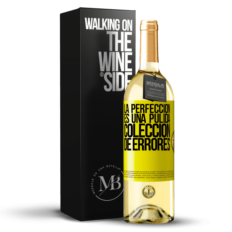 29,95 € Envío gratis | Vino Blanco Edición WHITE La perfección es una pulida colección de errores Etiqueta Amarilla. Etiqueta personalizable Vino joven Cosecha 2023 Verdejo