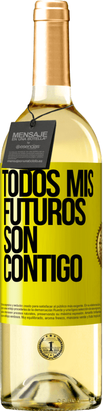 29,95 € Envío gratis | Vino Blanco Edición WHITE Todos mis futuros son contigo Etiqueta Amarilla. Etiqueta personalizable Vino joven Cosecha 2025 Verdejo