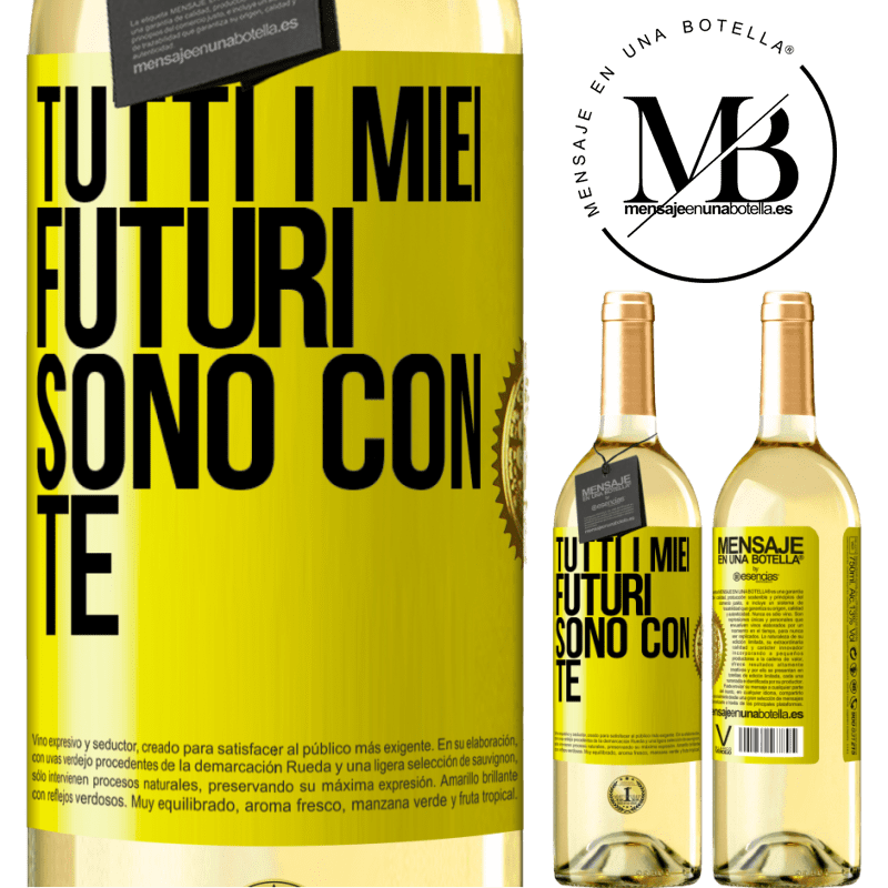 29,95 € Spedizione Gratuita | Vino bianco Edizione WHITE Tutti i miei futuri sono con te Etichetta Gialla. Etichetta personalizzabile Vino giovane Raccogliere 2025 Verdejo