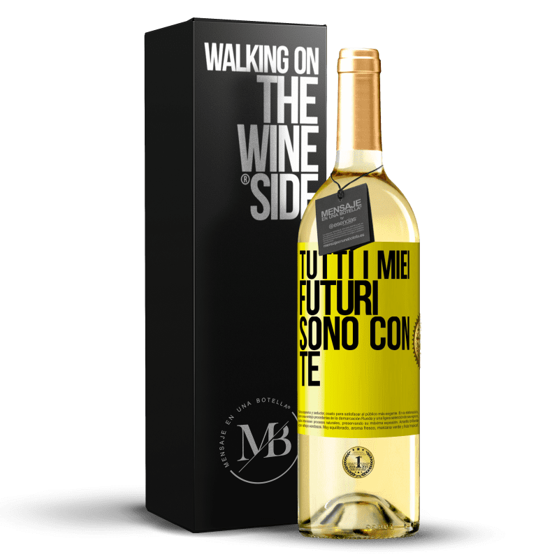 29,95 € Spedizione Gratuita | Vino bianco Edizione WHITE Tutti i miei futuri sono con te Etichetta Gialla. Etichetta personalizzabile Vino giovane Raccogliere 2025 Verdejo