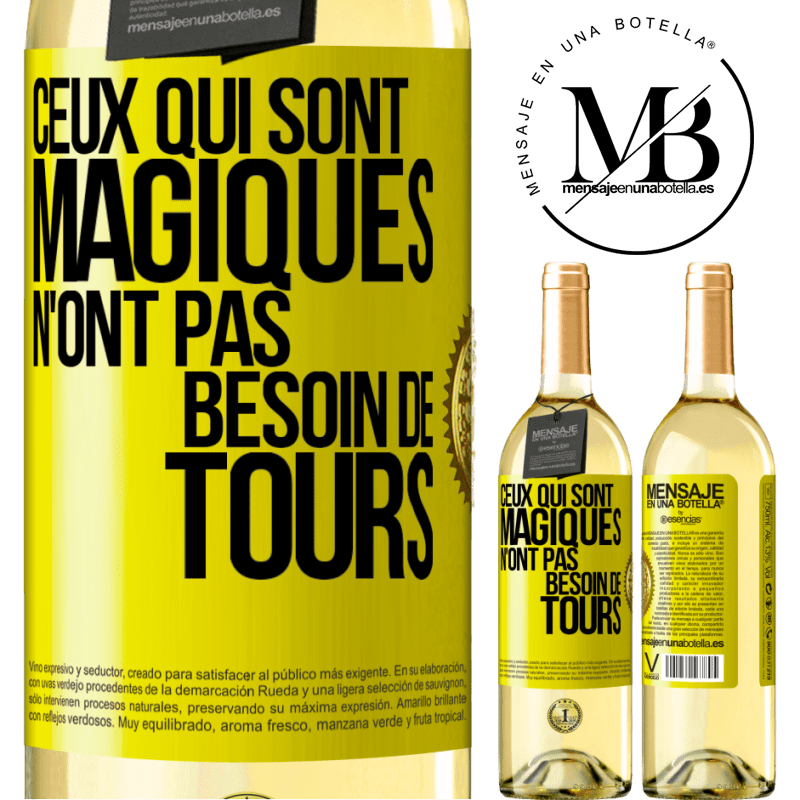 29,95 € Envoi gratuit | Vin blanc Édition WHITE Ceux qui sont magiques n'ont pas besoin de tours Étiquette Jaune. Étiquette personnalisable Vin jeune Récolte 2023 Verdejo