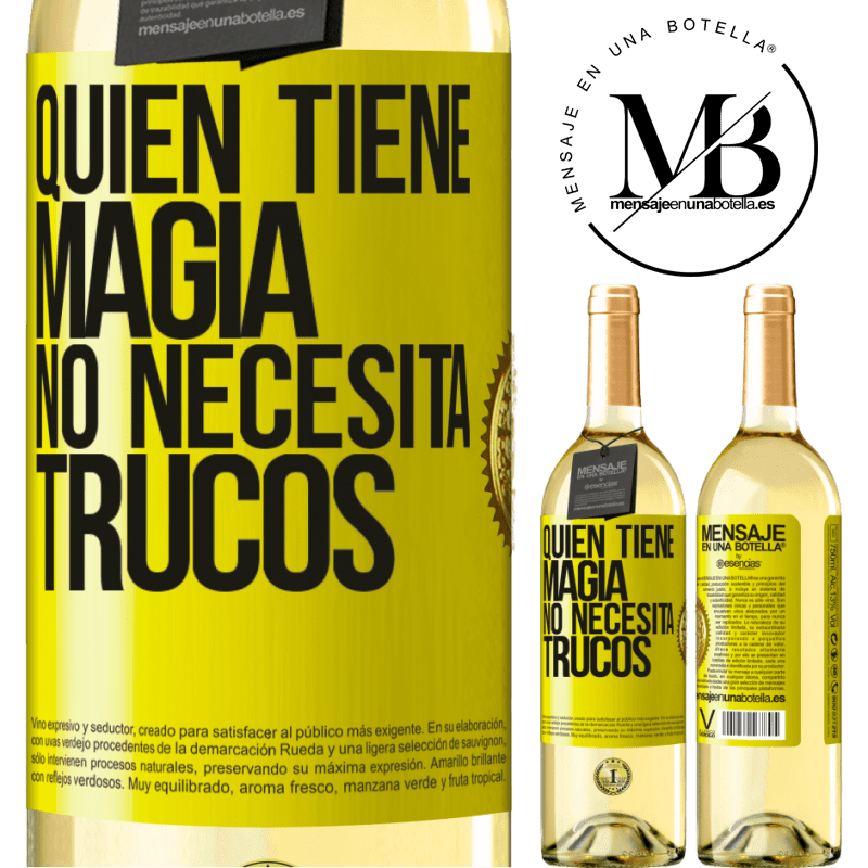 29,95 € Envío gratis | Vino Blanco Edición WHITE Quien tiene magia no necesita trucos Etiqueta Amarilla. Etiqueta personalizable Vino joven Cosecha 2025 Verdejo