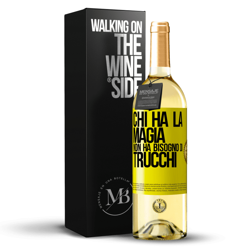 29,95 € Spedizione Gratuita | Vino bianco Edizione WHITE Chi ha la magia non ha bisogno di trucchi Etichetta Gialla. Etichetta personalizzabile Vino giovane Raccogliere 2024 Verdejo