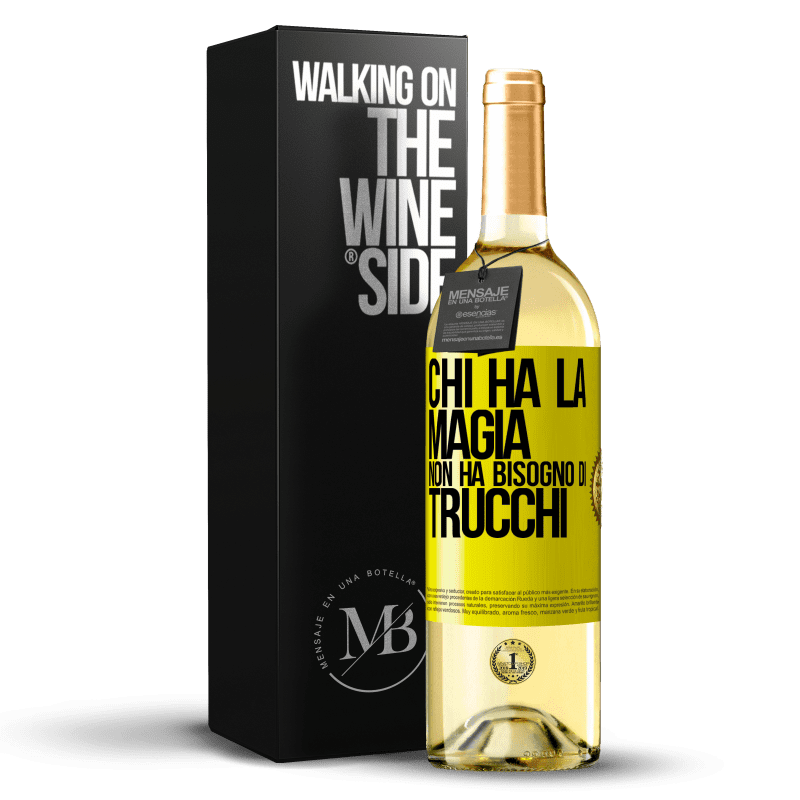 29,95 € Spedizione Gratuita | Vino bianco Edizione WHITE Chi ha la magia non ha bisogno di trucchi Etichetta Gialla. Etichetta personalizzabile Vino giovane Raccogliere 2025 Verdejo