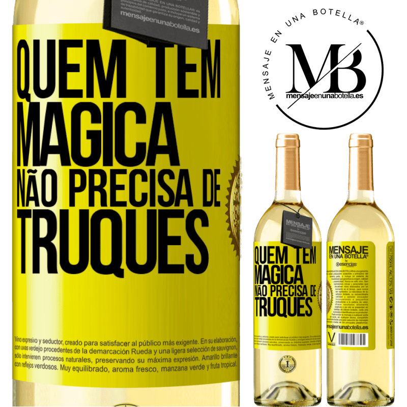 29,95 € Envio grátis | Vinho branco Edição WHITE Quem tem mágica não precisa de truques Etiqueta Amarela. Etiqueta personalizável Vinho jovem Colheita 2023 Verdejo