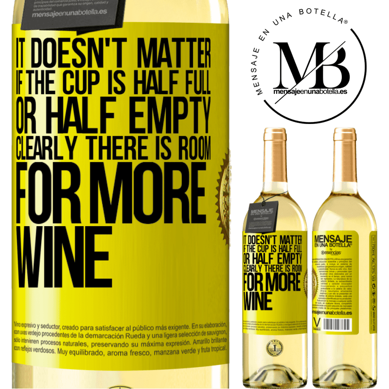 29,95 € Free Shipping | White Wine WHITE Edition It doesn't matter if the cup is half full or half empty. Clearly there is room for more wine Yellow Label. Customizable label Young wine Harvest 2022 Verdejo