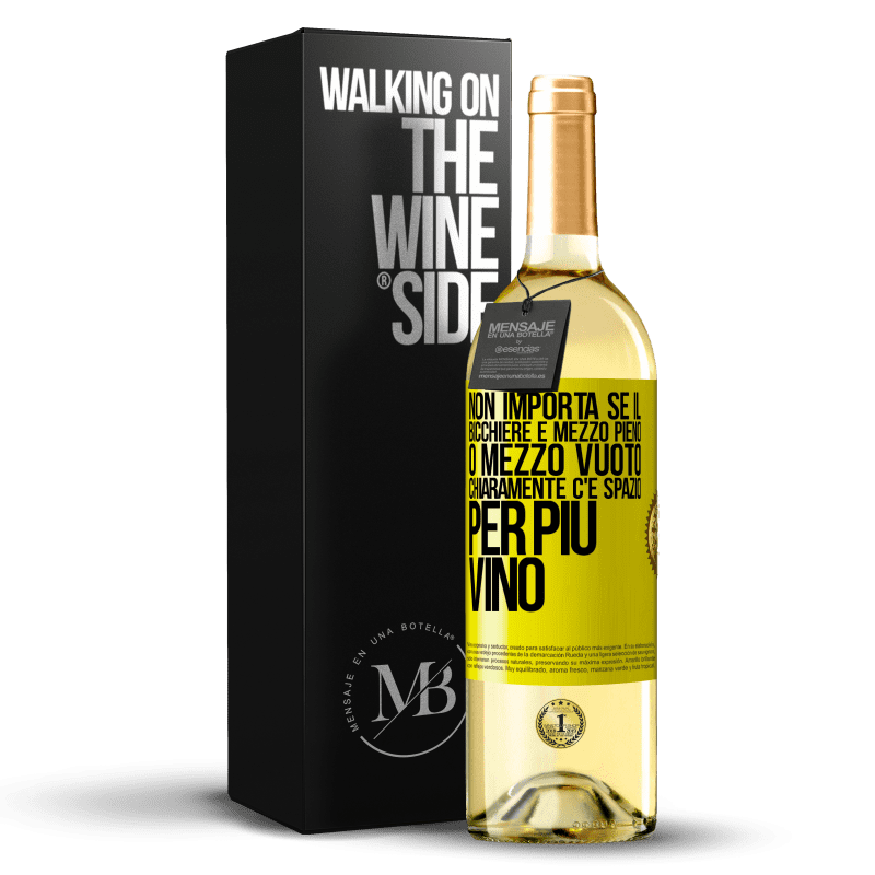 29,95 € Spedizione Gratuita | Vino bianco Edizione WHITE Non importa se il bicchiere è mezzo pieno o mezzo vuoto. Chiaramente c'è spazio per più vino Etichetta Gialla. Etichetta personalizzabile Vino giovane Raccogliere 2024 Verdejo