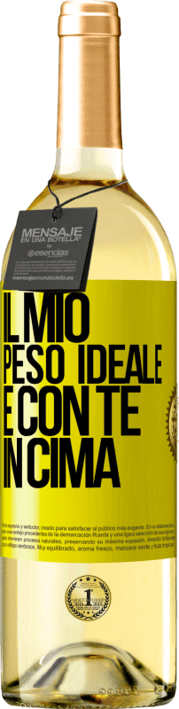 29,95 € | Vino bianco Edizione WHITE Il mio peso ideale è con te in cima Etichetta Gialla. Etichetta personalizzabile Vino giovane Raccogliere 2024 Verdejo