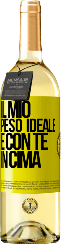 29,95 € Spedizione Gratuita | Vino bianco Edizione WHITE Il mio peso ideale è con te in cima Etichetta Gialla. Etichetta personalizzabile Vino giovane Raccogliere 2025 Verdejo