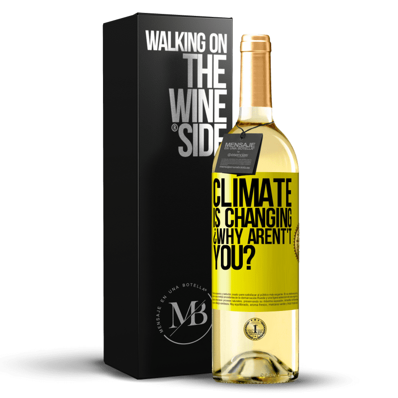 29,95 € 送料無料 | 白ワイン WHITEエディション 気候は変化しています¿ 黄色のラベル. カスタマイズ可能なラベル 若いワイン 収穫 2023 Verdejo