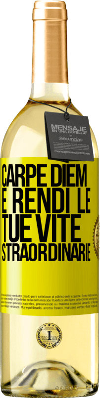 29,95 € | Vino bianco Edizione WHITE Carpe Diem e rendi le tue vite straordinarie Etichetta Gialla. Etichetta personalizzabile Vino giovane Raccogliere 2024 Verdejo