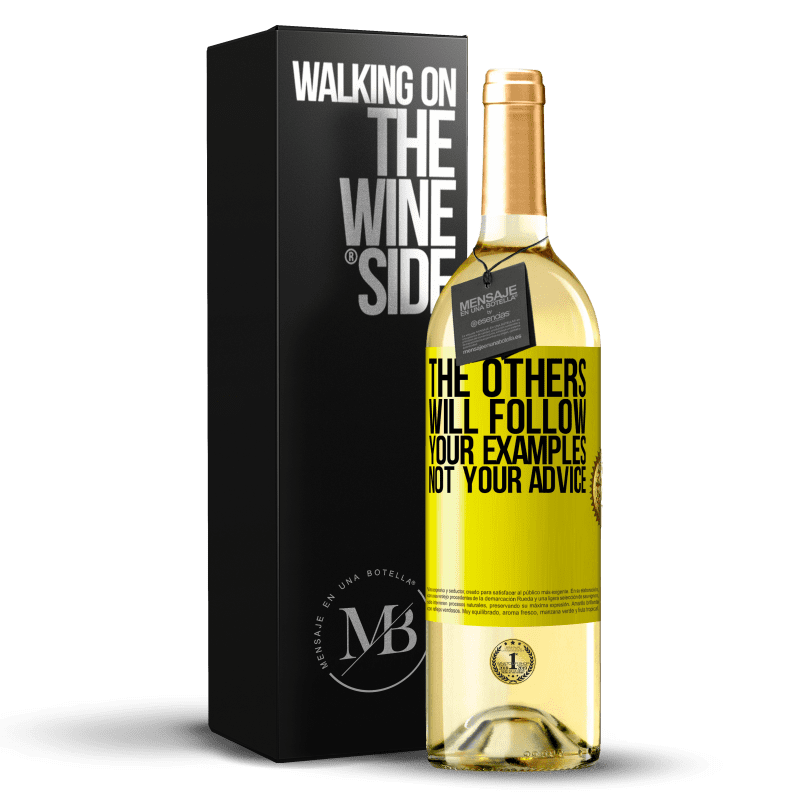 29,95 € Бесплатная доставка | Белое вино Издание WHITE Остальные будут следовать вашим примерам, а не вашим советам Желтая этикетка. Настраиваемая этикетка Молодое вино Урожай 2023 Verdejo