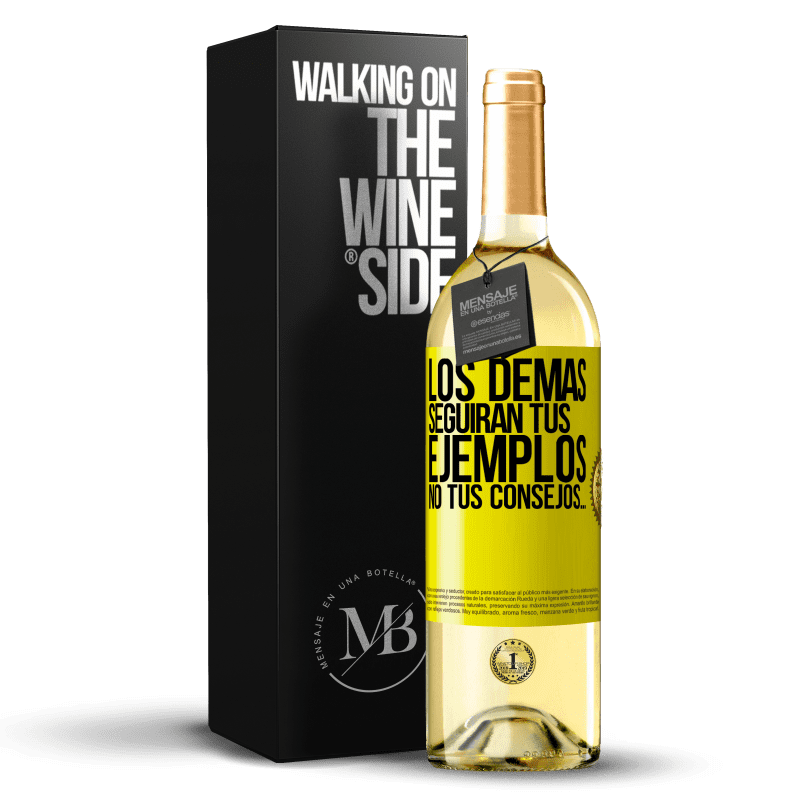 29,95 € Envío gratis | Vino Blanco Edición WHITE Los demás seguirán tus ejemplos, no tus consejos… Etiqueta Amarilla. Etiqueta personalizable Vino joven Cosecha 2024 Verdejo