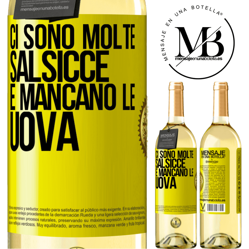 29,95 € Spedizione Gratuita | Vino bianco Edizione WHITE Ci sono molte salsicce e mancano le uova Etichetta Gialla. Etichetta personalizzabile Vino giovane Raccogliere 2023 Verdejo