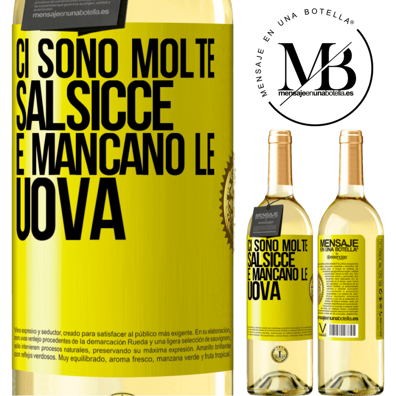 29,95 € Spedizione Gratuita | Vino bianco Edizione WHITE Ci sono molte salsicce e mancano le uova Etichetta Gialla. Etichetta personalizzabile Vino giovane Raccogliere 2025 Verdejo
