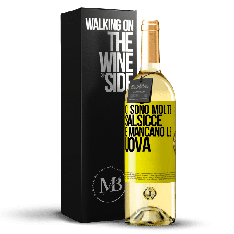 29,95 € Spedizione Gratuita | Vino bianco Edizione WHITE Ci sono molte salsicce e mancano le uova Etichetta Gialla. Etichetta personalizzabile Vino giovane Raccogliere 2025 Verdejo