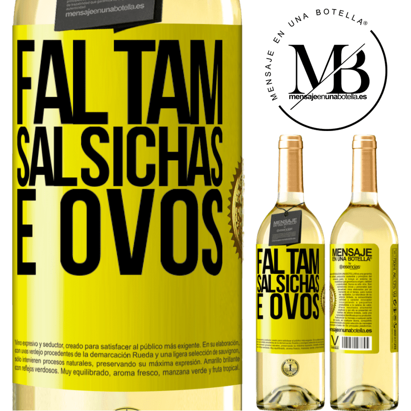 29,95 € Envio grátis | Vinho branco Edição WHITE Faltam salsichas e ovos Etiqueta Amarela. Etiqueta personalizável Vinho jovem Colheita 2023 Verdejo