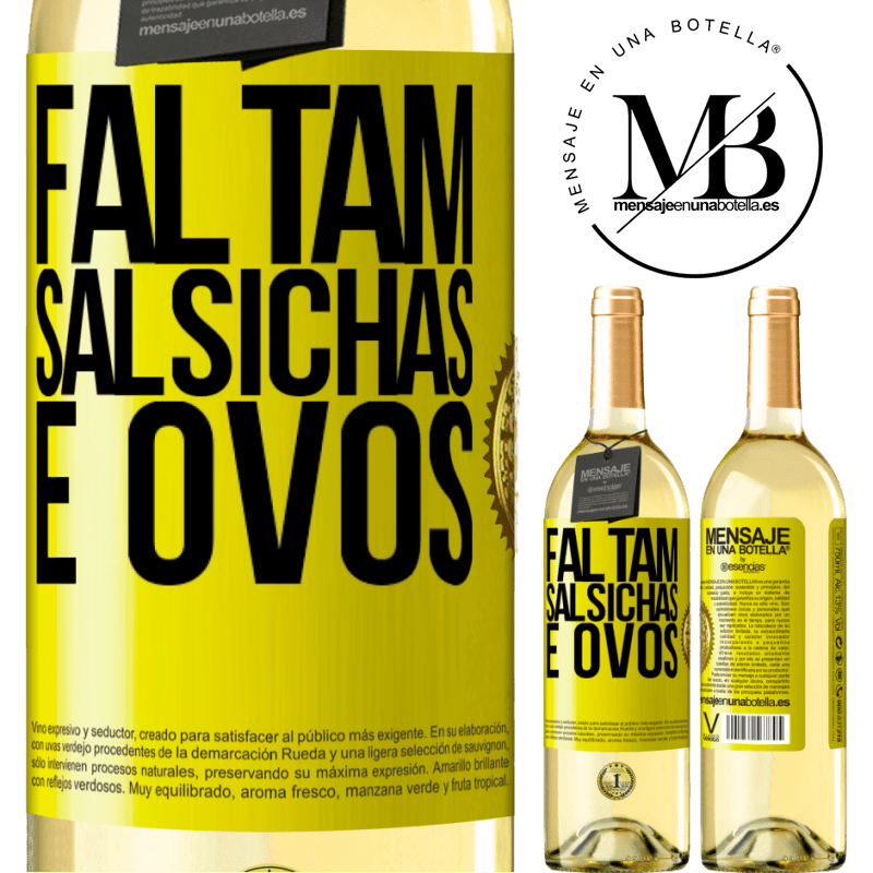 29,95 € Envio grátis | Vinho branco Edição WHITE Faltam salsichas e ovos Etiqueta Amarela. Etiqueta personalizável Vinho jovem Colheita 2025 Verdejo