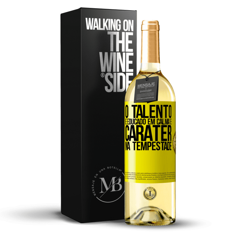 29,95 € Envio grátis | Vinho branco Edição WHITE O talento é educado em calma e caráter na tempestade Etiqueta Amarela. Etiqueta personalizável Vinho jovem Colheita 2025 Verdejo