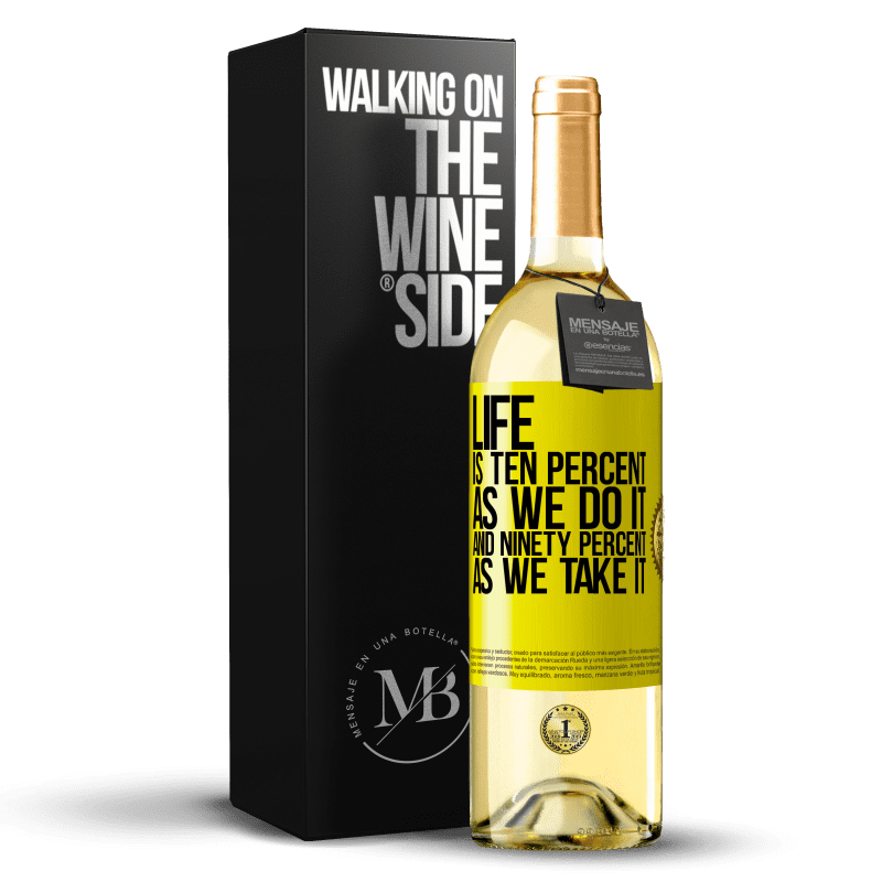 29,95 € Free Shipping | White Wine WHITE Edition Life is ten percent as we do it and ninety percent as we take it Yellow Label. Customizable label Young wine Harvest 2024 Verdejo