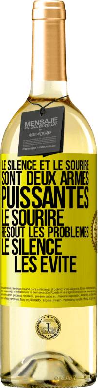 29,95 € | Vin blanc Édition WHITE Le silence et le sourire sont deux armes puissantes. Le sourire résout les problèmes, le silence les évite Étiquette Jaune. Étiquette personnalisable Vin jeune Récolte 2024 Verdejo